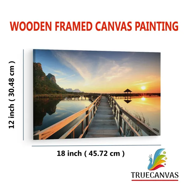 Multicolor_Sunset_Sea_View_Wooden_Bridge,_Wooden_Framed_Canvas_Paintings_|_For_Living_Room_|_Bedroom_|_Office_|_Gallery_|_Ready_Wall_Mount_Canvas_Wall_Art_Painting_|_Size_-_12_X_18In,_Ct0648