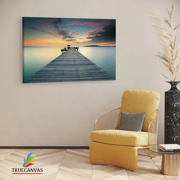 Multicolor_Seaside_Wooden_View_Bridge,_Wooden_Framed_Canvas_Paintings_|_For_Living_Room_|_Bedroom_|_Office_|_Gallery_|_Ready_Wall_Mount_Canvas_Wall_Art_Painting_|_Size_-_12_X_18In,_Ct0651