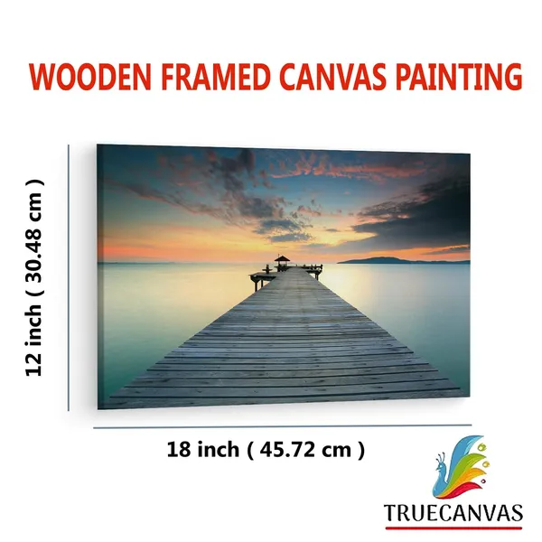 Multicolor_Seaside_Wooden_View_Bridge,_Wooden_Framed_Canvas_Paintings_|_For_Living_Room_|_Bedroom_|_Office_|_Gallery_|_Ready_Wall_Mount_Canvas_Wall_Art_Painting_|_Size_-_12_X_18In,_Ct0651
