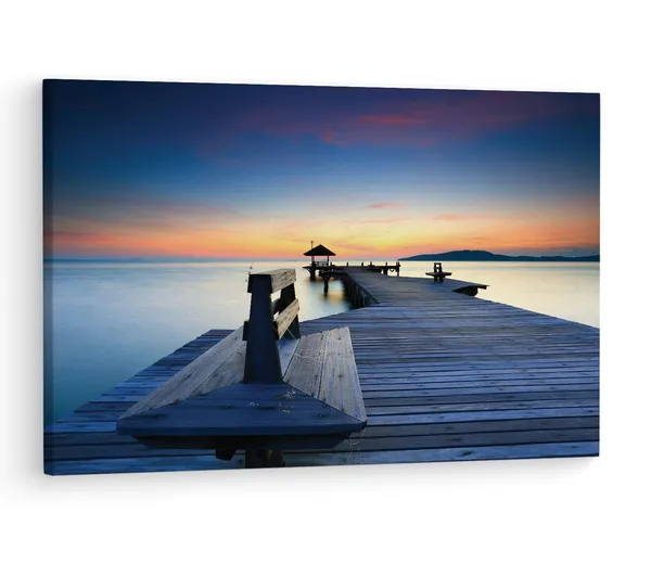 Multicolor_Thailand_Beach_Pier,_Sun,_Sunset,_Wooden_Framed_Canvas_Paintings_|_For_Living_Room_|_Bedroom_|_Office_|_Gallery_|_Ready_Wall_Mount_Canvas_Wall_Art_Painting_|_Size_-_12_X_18In,_Ct0652