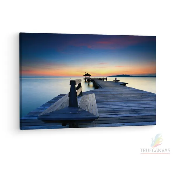 Multicolor_Thailand_Beach_Pier,_Sun,_Sunset,_Wooden_Framed_Canvas_Paintings_|_For_Living_Room_|_Bedroom_|_Office_|_Gallery_|_Ready_Wall_Mount_Canvas_Wall_Art_Painting_|_Size_-_12_X_18In,_Ct0652