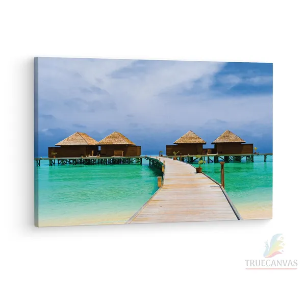 Multicolor_Beach_Sea_Bungalow,_Wooden_Framed_Canvas_Paintings_|_For_Living_Room_|_Bedroom_|_Office_|_Gallery_|_Ready_Wall_Mount_Canvas_Wall_Art_Painting_|_Size_-_12_X_18In,_Ct0656