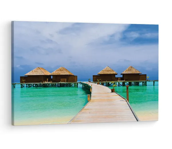Multicolor_Beach_Sea_Bungalow,_Wooden_Framed_Canvas_Paintings_|_For_Living_Room_|_Bedroom_|_Office_|_Gallery_|_Ready_Wall_Mount_Canvas_Wall_Art_Painting_|_Size_-_12_X_18In,_Ct0656