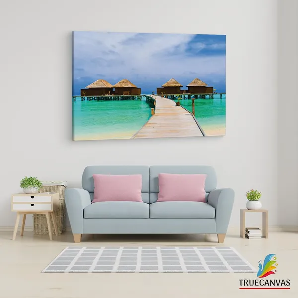 Multicolor_Beach_Sea_Bungalow,_Wooden_Framed_Canvas_Paintings_|_For_Living_Room_|_Bedroom_|_Office_|_Gallery_|_Ready_Wall_Mount_Canvas_Wall_Art_Painting_|_Size_-_12_X_18In,_Ct0656