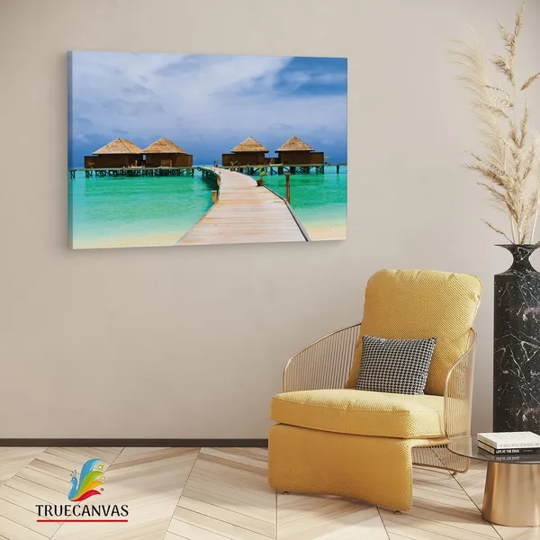 Multicolor_Beach_Sea_Bungalow,_Wooden_Framed_Canvas_Paintings_|_For_Living_Room_|_Bedroom_|_Office_|_Gallery_|_Ready_Wall_Mount_Canvas_Wall_Art_Painting_|_Size_-_12_X_18In,_Ct0656