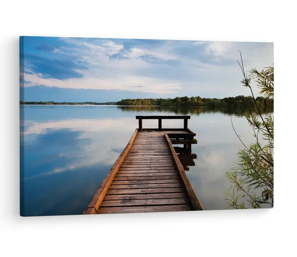 Multicolor_Wooden_Pier_On_Big_Lake,_Wooden_Framed_Canvas_Paintings_|_For_Living_Room_|_Bedroom_|_Office_|_Gallery_|_Ready_Wall_Mount_Canvas_Wall_Art_Painting_|_Size_-_12_X_18In,_Ct0658