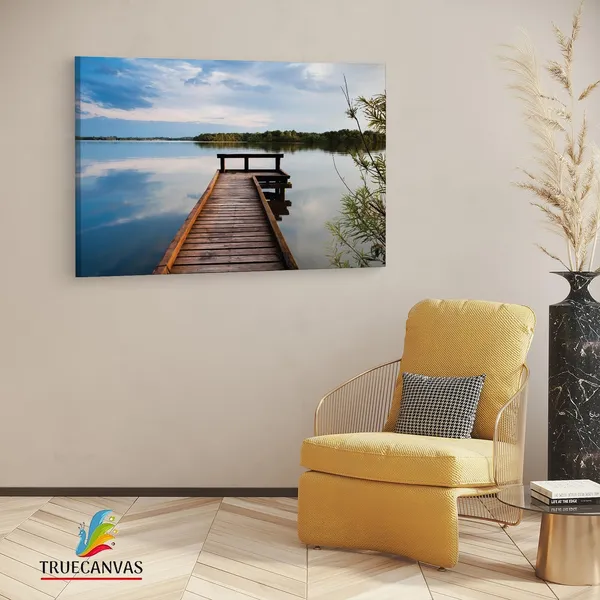 Multicolor_Wooden_Pier_On_Big_Lake,_Wooden_Framed_Canvas_Paintings_|_For_Living_Room_|_Bedroom_|_Office_|_Gallery_|_Ready_Wall_Mount_Canvas_Wall_Art_Painting_|_Size_-_12_X_18In,_Ct0658