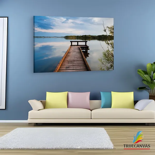 Multicolor_Wooden_Pier_On_Big_Lake,_Wooden_Framed_Canvas_Paintings_|_For_Living_Room_|_Bedroom_|_Office_|_Gallery_|_Ready_Wall_Mount_Canvas_Wall_Art_Painting_|_Size_-_12_X_18In,_Ct0658