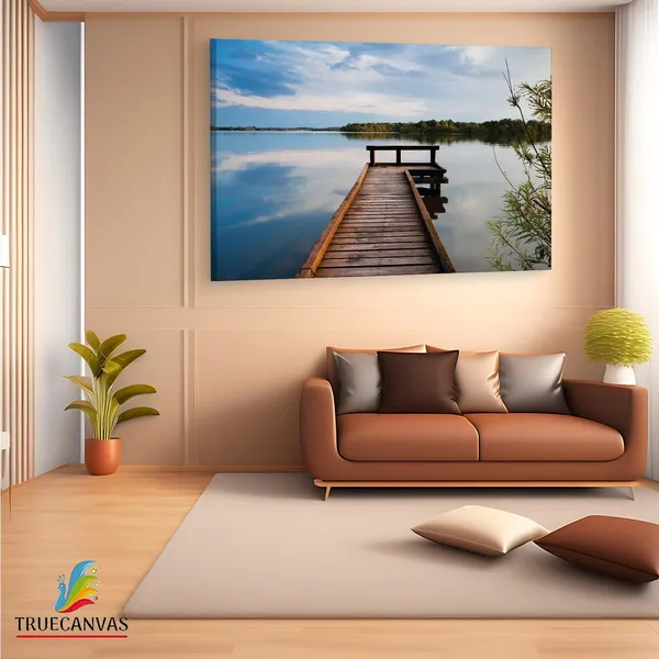 Multicolor_Wooden_Pier_On_Big_Lake,_Wooden_Framed_Canvas_Paintings_|_For_Living_Room_|_Bedroom_|_Office_|_Gallery_|_Ready_Wall_Mount_Canvas_Wall_Art_Painting_|_Size_-_12_X_18In,_Ct0658