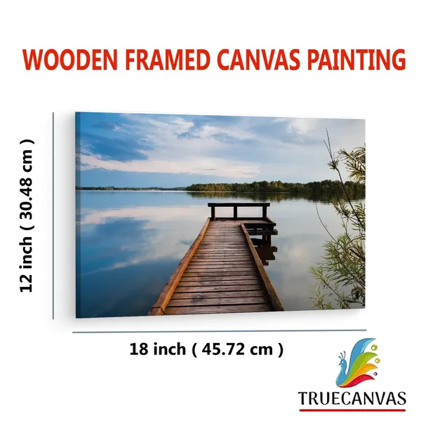 Multicolor_Wooden_Pier_On_Big_Lake,_Wooden_Framed_Canvas_Paintings_|_For_Living_Room_|_Bedroom_|_Office_|_Gallery_|_Ready_Wall_Mount_Canvas_Wall_Art_Painting_|_Size_-_12_X_18In,_Ct0658