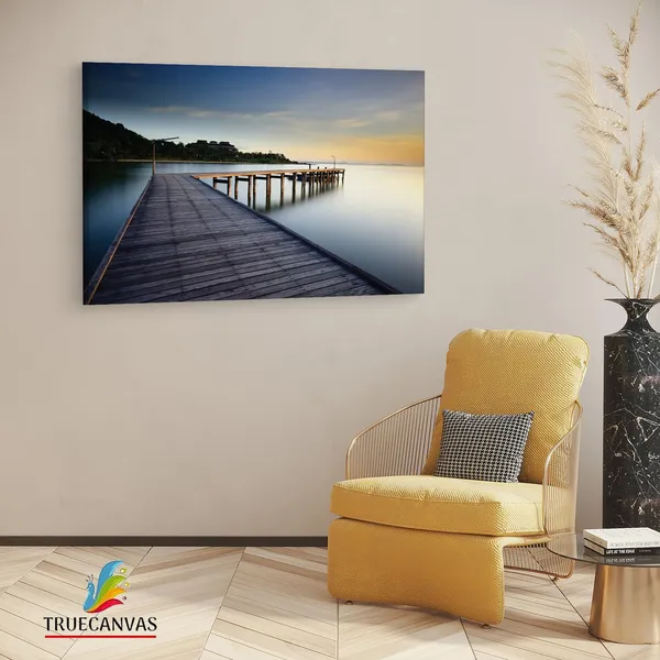 Multicolor_Wooden_Bridge_To_Calm_Ocean,_Wooden_Framed_Canvas_Paintings_|_For_Living_Room_|_Bedroom_|_Office_|_Gallery_|_Ready_Wall_Mount_Canvas_Wall_Art_Painting_|_Size_-_12_X_18In,_Ct0659