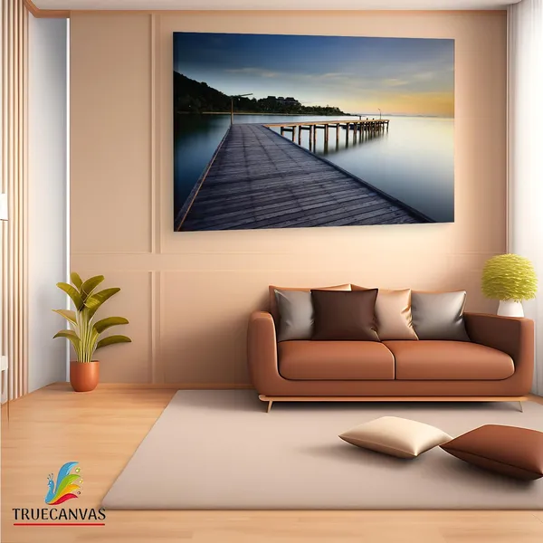 Multicolor_Wooden_Bridge_To_Calm_Ocean,_Wooden_Framed_Canvas_Paintings_|_For_Living_Room_|_Bedroom_|_Office_|_Gallery_|_Ready_Wall_Mount_Canvas_Wall_Art_Painting_|_Size_-_12_X_18In,_Ct0659