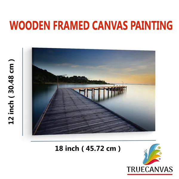 Multicolor_Wooden_Bridge_To_Calm_Ocean,_Wooden_Framed_Canvas_Paintings_|_For_Living_Room_|_Bedroom_|_Office_|_Gallery_|_Ready_Wall_Mount_Canvas_Wall_Art_Painting_|_Size_-_12_X_18In,_Ct0659