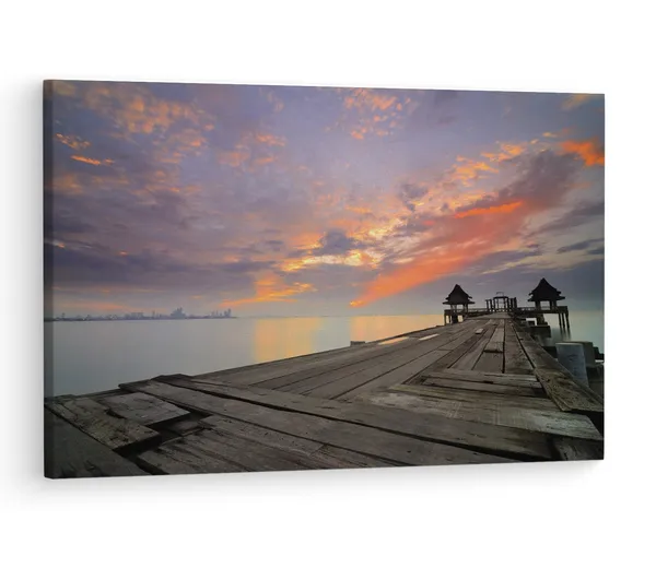 Multicolor_Twilight_Sunset_Wood_Bridge,_Wooden_Framed_Canvas_Paintings_|_For_Living_Room_|_Bedroom_|_Office_|_Gallery_|_Ready_Wall_Mount_Canvas_Wall_Art_Painting_|_Size_-_12_X_18In,_Ct0660