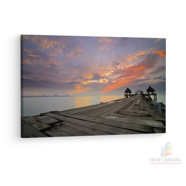 Multicolor_Twilight_Sunset_Wood_Bridge,_Wooden_Framed_Canvas_Paintings_|_For_Living_Room_|_Bedroom_|_Office_|_Gallery_|_Ready_Wall_Mount_Canvas_Wall_Art_Painting_|_Size_-_12_X_18In,_Ct0660