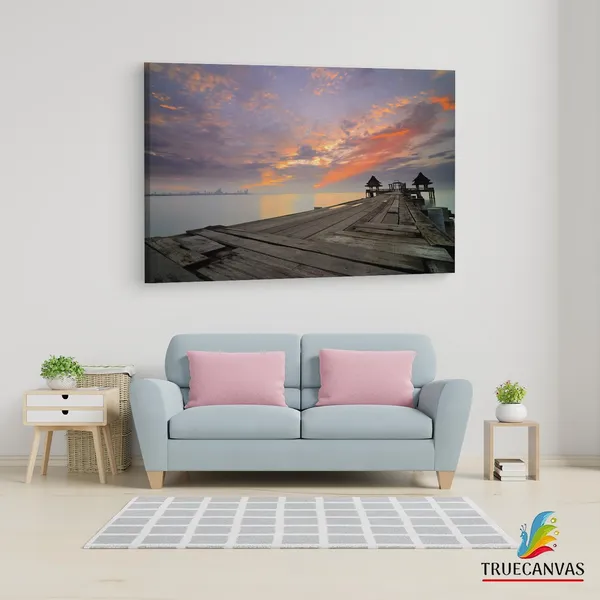 Multicolor_Twilight_Sunset_Wood_Bridge,_Wooden_Framed_Canvas_Paintings_|_For_Living_Room_|_Bedroom_|_Office_|_Gallery_|_Ready_Wall_Mount_Canvas_Wall_Art_Painting_|_Size_-_12_X_18In,_Ct0660