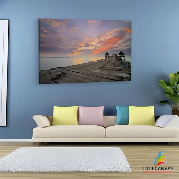 Multicolor_Twilight_Sunset_Wood_Bridge,_Wooden_Framed_Canvas_Paintings_|_For_Living_Room_|_Bedroom_|_Office_|_Gallery_|_Ready_Wall_Mount_Canvas_Wall_Art_Painting_|_Size_-_12_X_18In,_Ct0660