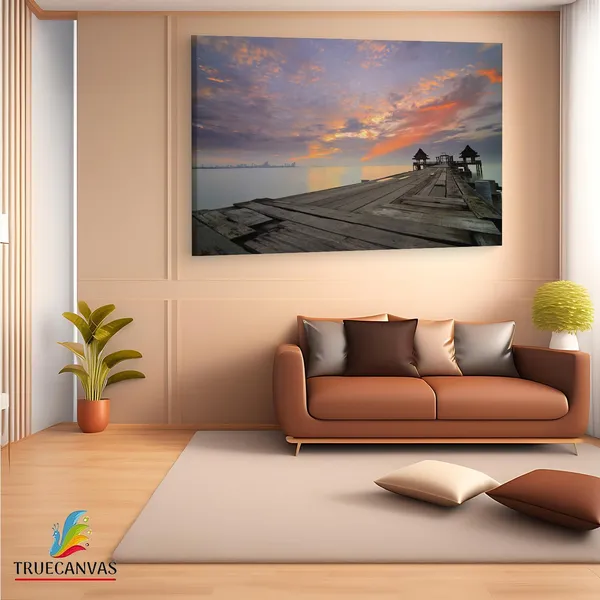 Multicolor_Twilight_Sunset_Wood_Bridge,_Wooden_Framed_Canvas_Paintings_|_For_Living_Room_|_Bedroom_|_Office_|_Gallery_|_Ready_Wall_Mount_Canvas_Wall_Art_Painting_|_Size_-_12_X_18In,_Ct0660