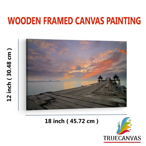 Multicolor_Twilight_Sunset_Wood_Bridge,_Wooden_Framed_Canvas_Paintings_|_For_Living_Room_|_Bedroom_|_Office_|_Gallery_|_Ready_Wall_Mount_Canvas_Wall_Art_Painting_|_Size_-_12_X_18In,_Ct0660