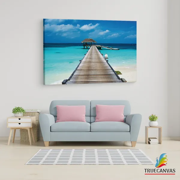 Multicolor_Tropical_Pier,_Wooden_Framed_Canvas_Paintings_|_For_Living_Room_|_Bedroom_|_Office_|_Gallery_|_Ready_Wall_Mount_Canvas_Wall_Art_Painting_|_Size_-_12_X_18In,_Ct0662