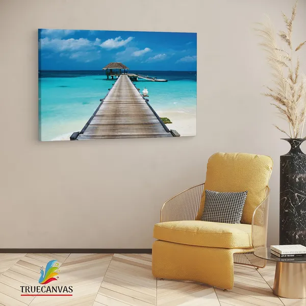 Multicolor_Tropical_Pier,_Wooden_Framed_Canvas_Paintings_|_For_Living_Room_|_Bedroom_|_Office_|_Gallery_|_Ready_Wall_Mount_Canvas_Wall_Art_Painting_|_Size_-_12_X_18In,_Ct0662