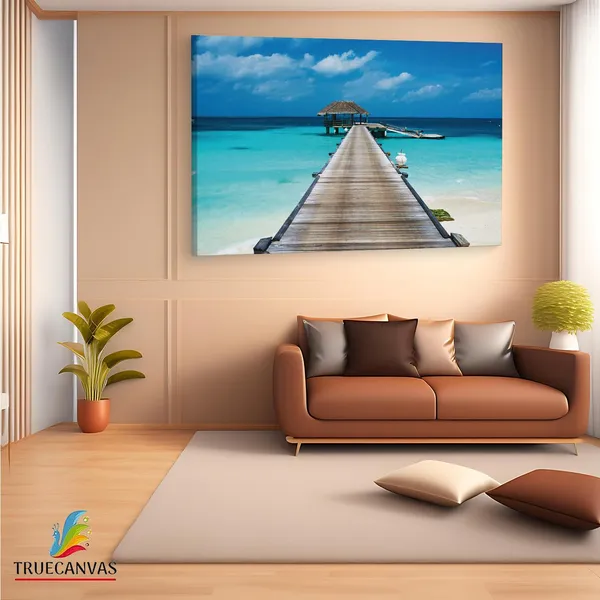 Multicolor_Tropical_Pier,_Wooden_Framed_Canvas_Paintings_|_For_Living_Room_|_Bedroom_|_Office_|_Gallery_|_Ready_Wall_Mount_Canvas_Wall_Art_Painting_|_Size_-_12_X_18In,_Ct0662