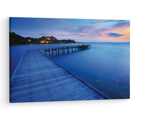 Multicolor_Wood_Bridge_Pier_Into_Blue_Sea,_Wooden_Framed_Canvas_Paintings_|_For_Living_Room_|_Bedroom_|_Office_|_Gallery_|_Ready_Wall_Mount_Canvas_Wall_Art_Painting_|_Size_-_12_X_18In,_Ct0666
