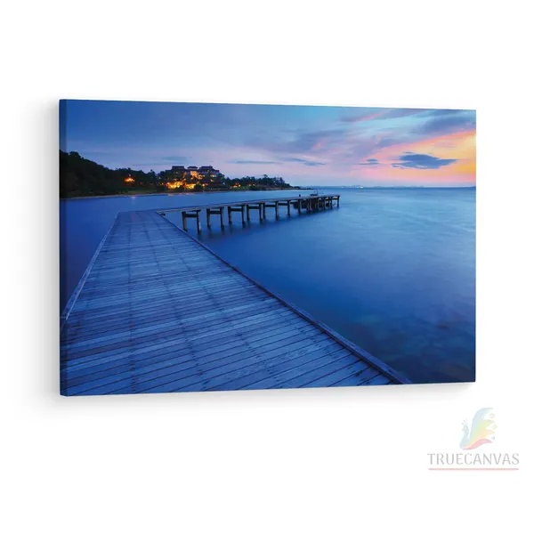 Multicolor_Wood_Bridge_Pier_Into_Blue_Sea,_Wooden_Framed_Canvas_Paintings_|_For_Living_Room_|_Bedroom_|_Office_|_Gallery_|_Ready_Wall_Mount_Canvas_Wall_Art_Painting_|_Size_-_12_X_18In,_Ct0666