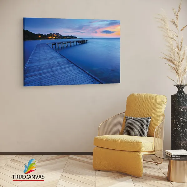 Multicolor_Wood_Bridge_Pier_Into_Blue_Sea,_Wooden_Framed_Canvas_Paintings_|_For_Living_Room_|_Bedroom_|_Office_|_Gallery_|_Ready_Wall_Mount_Canvas_Wall_Art_Painting_|_Size_-_12_X_18In,_Ct0666