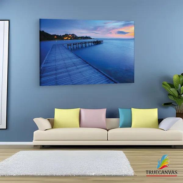 Multicolor_Wood_Bridge_Pier_Into_Blue_Sea,_Wooden_Framed_Canvas_Paintings_|_For_Living_Room_|_Bedroom_|_Office_|_Gallery_|_Ready_Wall_Mount_Canvas_Wall_Art_Painting_|_Size_-_12_X_18In,_Ct0666