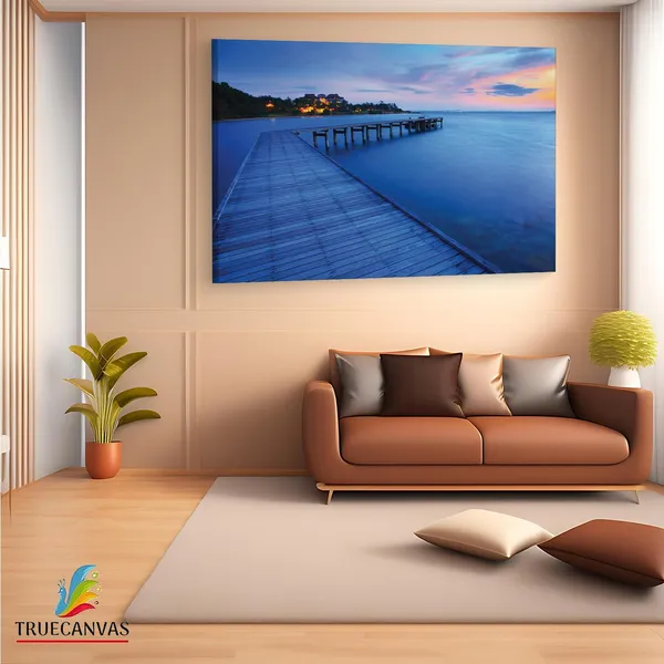 Multicolor_Wood_Bridge_Pier_Into_Blue_Sea,_Wooden_Framed_Canvas_Paintings_|_For_Living_Room_|_Bedroom_|_Office_|_Gallery_|_Ready_Wall_Mount_Canvas_Wall_Art_Painting_|_Size_-_12_X_18In,_Ct0666