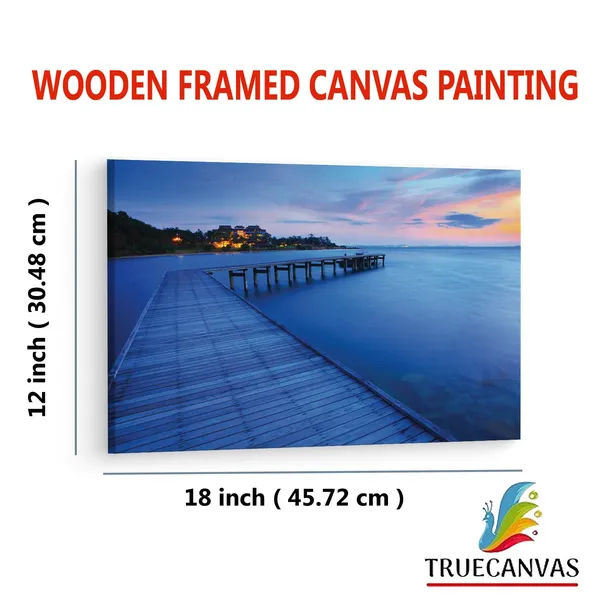 Multicolor_Wood_Bridge_Pier_Into_Blue_Sea,_Wooden_Framed_Canvas_Paintings_|_For_Living_Room_|_Bedroom_|_Office_|_Gallery_|_Ready_Wall_Mount_Canvas_Wall_Art_Painting_|_Size_-_12_X_18In,_Ct0666