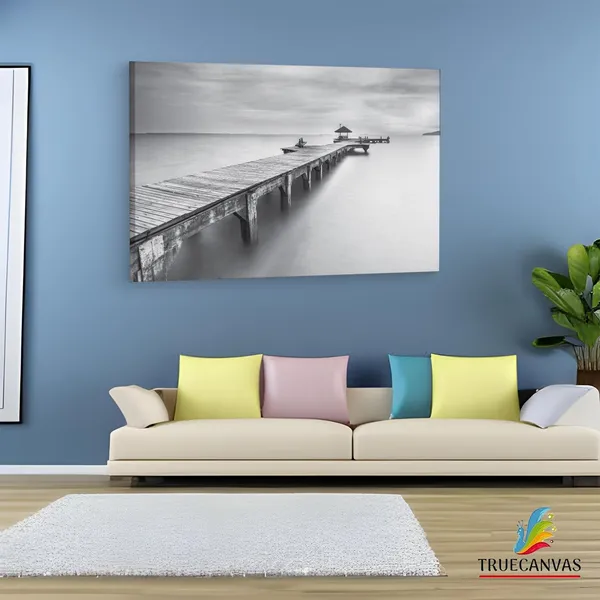 Multicolor_Wooden_Sea_Bridge_Seascape,_Wooden_Framed_Canvas_Paintings_|_For_Living_Room_|_Bedroom_|_Office_|_Gallery_|_Ready_Wall_Mount_Canvas_Wall_Art_Painting_|_Size_-_12_X_18In,_Ct0670