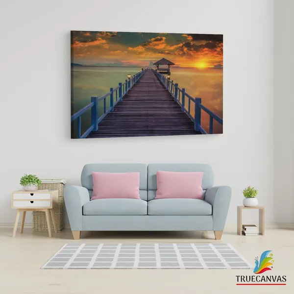 Multicolor_Wooden_Bridge_In_The_Sea,_Wooden_Framed_Canvas_Paintings_|_For_Living_Room_|_Bedroom_|_Office_|_Gallery_|_Ready_Wall_Mount_Canvas_Wall_Art_Painting_|_Size_-_12_X_18In,_Ct0672