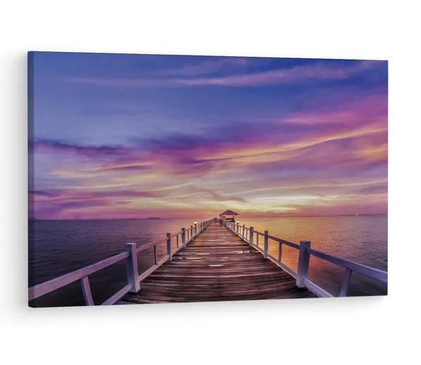 Multicolor_Wooden_Bridge_Under_Purple,_Wooden_Framed_Canvas_Paintings_|_For_Living_Room_|_Bedroom_|_Office_|_Gallery_|_Ready_Wall_Mount_Canvas_Wall_Art_Painting_|_Size_-_12_X_18In,_Ct0676