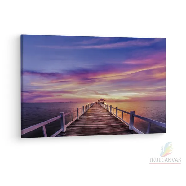 Multicolor_Wooden_Bridge_Under_Purple,_Wooden_Framed_Canvas_Paintings_|_For_Living_Room_|_Bedroom_|_Office_|_Gallery_|_Ready_Wall_Mount_Canvas_Wall_Art_Painting_|_Size_-_12_X_18In,_Ct0676