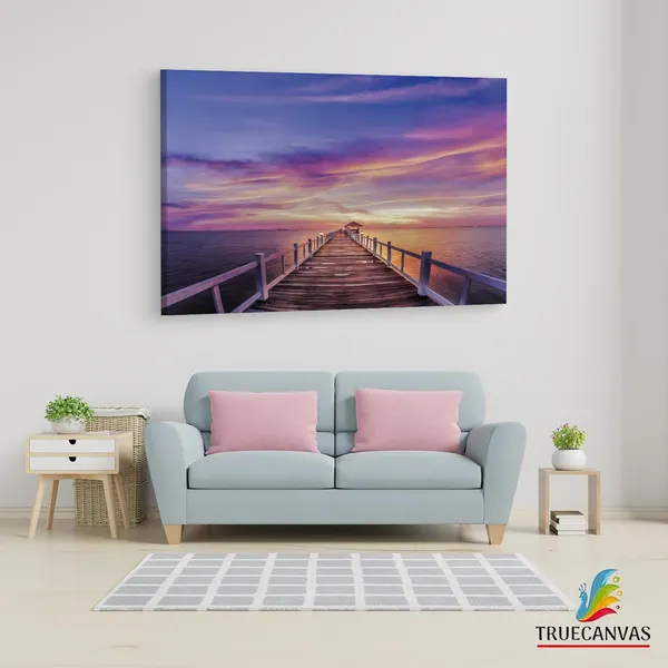 Multicolor_Wooden_Bridge_Under_Purple,_Wooden_Framed_Canvas_Paintings_|_For_Living_Room_|_Bedroom_|_Office_|_Gallery_|_Ready_Wall_Mount_Canvas_Wall_Art_Painting_|_Size_-_12_X_18In,_Ct0676