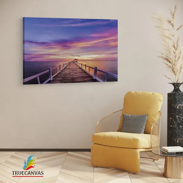 Multicolor_Wooden_Bridge_Under_Purple,_Wooden_Framed_Canvas_Paintings_|_For_Living_Room_|_Bedroom_|_Office_|_Gallery_|_Ready_Wall_Mount_Canvas_Wall_Art_Painting_|_Size_-_12_X_18In,_Ct0676