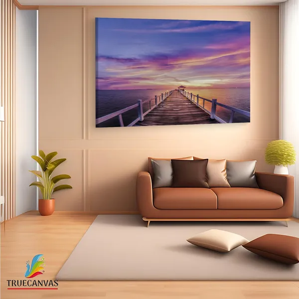 Multicolor_Wooden_Bridge_Under_Purple,_Wooden_Framed_Canvas_Paintings_|_For_Living_Room_|_Bedroom_|_Office_|_Gallery_|_Ready_Wall_Mount_Canvas_Wall_Art_Painting_|_Size_-_12_X_18In,_Ct0676