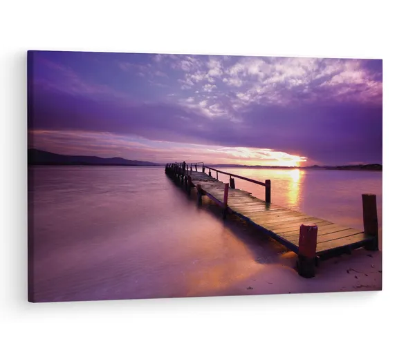 Multicolor_Sunset_Lake_Boardwalk,_Wooden_Framed_Canvas_Paintings_|_For_Living_Room_|_Bedroom_|_Office_|_Gallery_|_Ready_Wall_Mount_Canvas_Wall_Art_Painting_|_Size_-_12_X_18In,_Ct0679