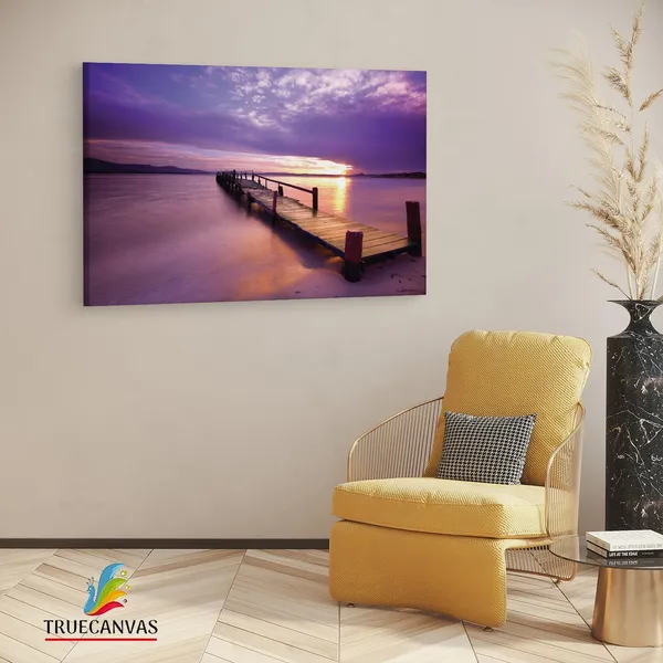 Multicolor_Sunset_Lake_Boardwalk,_Wooden_Framed_Canvas_Paintings_|_For_Living_Room_|_Bedroom_|_Office_|_Gallery_|_Ready_Wall_Mount_Canvas_Wall_Art_Painting_|_Size_-_12_X_18In,_Ct0679