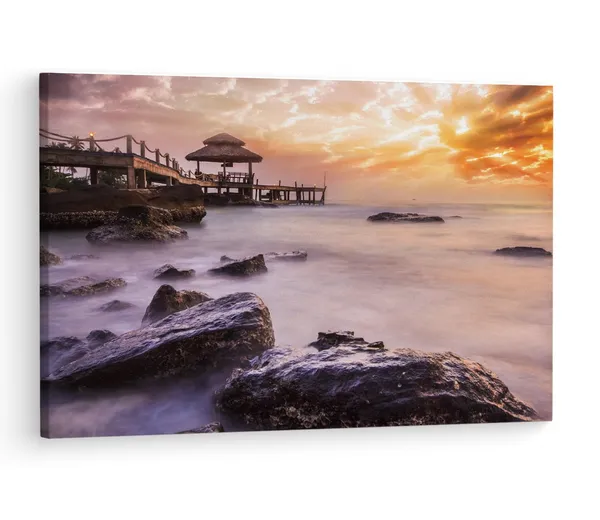 Multicolor_Obraz_Mlha_Nad_Mo?Em,_Wooden_Framed_Canvas_Paintings_|_For_Living_Room_|_Bedroom_|_Office_|_Gallery_|_Ready_Wall_Mount_Canvas_Wall_Art_Painting_|_Size_-_12_X_18In,_Ct0680