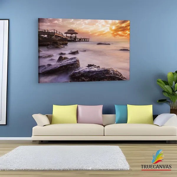 Multicolor_Obraz_Mlha_Nad_Mo?Em,_Wooden_Framed_Canvas_Paintings_|_For_Living_Room_|_Bedroom_|_Office_|_Gallery_|_Ready_Wall_Mount_Canvas_Wall_Art_Painting_|_Size_-_12_X_18In,_Ct0680