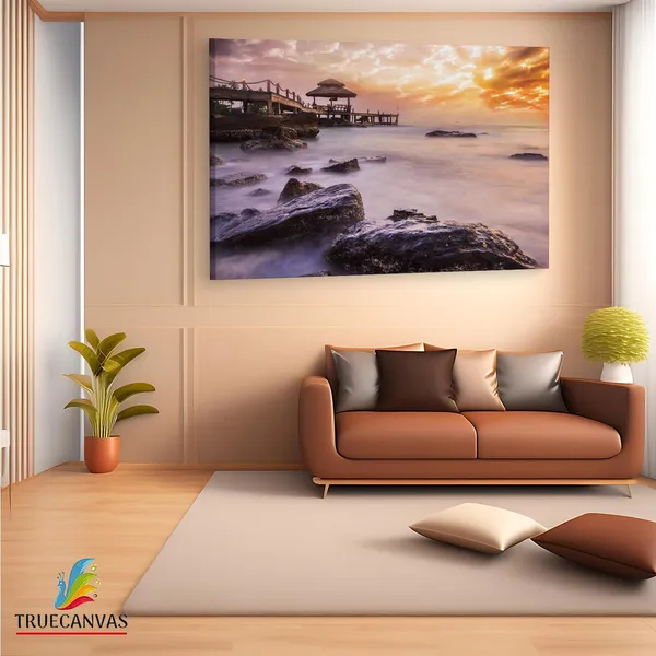 Multicolor_Obraz_Mlha_Nad_Mo?Em,_Wooden_Framed_Canvas_Paintings_|_For_Living_Room_|_Bedroom_|_Office_|_Gallery_|_Ready_Wall_Mount_Canvas_Wall_Art_Painting_|_Size_-_12_X_18In,_Ct0680