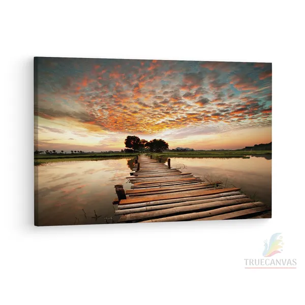 Multicolor_Stairway_To_Heaven'S_Sunset',_Wooden_Framed_Canvas_Paintings_|_For_Living_Room_|_Bedroom_|_Office_|_Gallery_|_Ready_Wall_Mount_Canvas_Wall_Art_Painting_|_Size_-_12_X_18In,_Ct0683