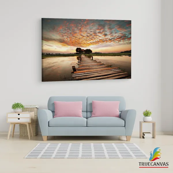 Multicolor_Stairway_To_Heaven'S_Sunset',_Wooden_Framed_Canvas_Paintings_|_For_Living_Room_|_Bedroom_|_Office_|_Gallery_|_Ready_Wall_Mount_Canvas_Wall_Art_Painting_|_Size_-_12_X_18In,_Ct0683