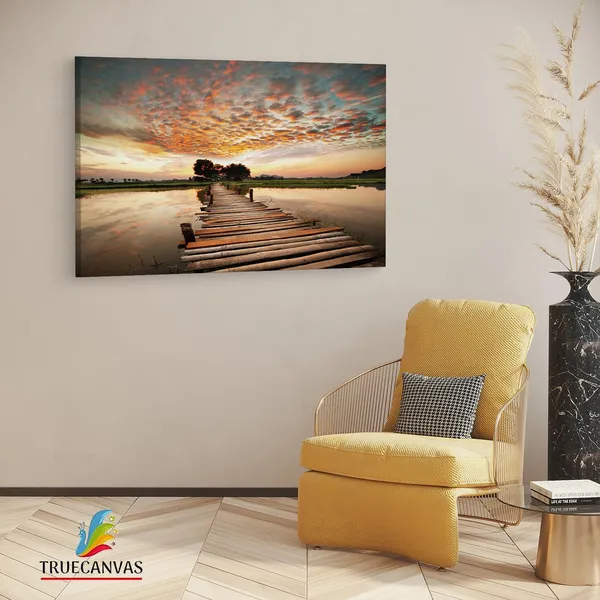 Multicolor_Stairway_To_Heaven'S_Sunset',_Wooden_Framed_Canvas_Paintings_|_For_Living_Room_|_Bedroom_|_Office_|_Gallery_|_Ready_Wall_Mount_Canvas_Wall_Art_Painting_|_Size_-_12_X_18In,_Ct0683