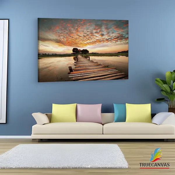Multicolor_Stairway_To_Heaven'S_Sunset',_Wooden_Framed_Canvas_Paintings_|_For_Living_Room_|_Bedroom_|_Office_|_Gallery_|_Ready_Wall_Mount_Canvas_Wall_Art_Painting_|_Size_-_12_X_18In,_Ct0683