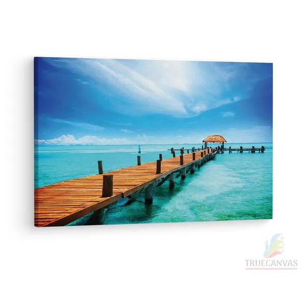 Multicolor_Tropic_Paradise_Jetty_Mexico,_Wooden_Framed_Canvas_Paintings_|_For_Living_Room_|_Bedroom_|_Office_|_Gallery_|_Ready_Wall_Mount_Canvas_Wall_Art_Painting_|_Size_-_12_X_18In,_Ct0684