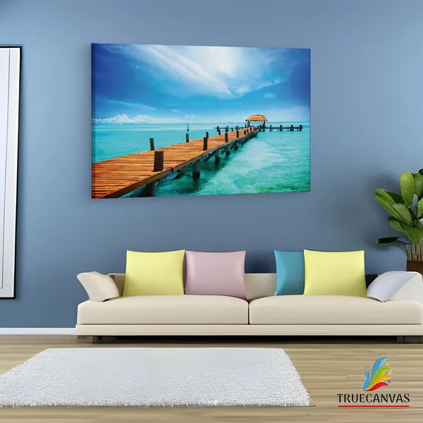 Multicolor_Tropic_Paradise_Jetty_Mexico,_Wooden_Framed_Canvas_Paintings_|_For_Living_Room_|_Bedroom_|_Office_|_Gallery_|_Ready_Wall_Mount_Canvas_Wall_Art_Painting_|_Size_-_12_X_18In,_Ct0684
